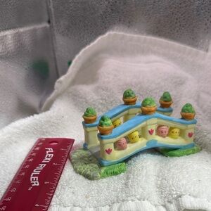 Pastel Ceramic Garden Bridge Decor in Yellow, Blue & Green